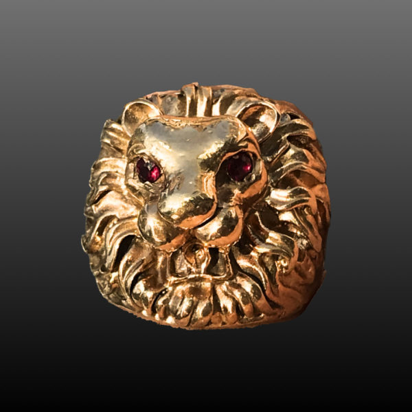 MARC NIEDER LION RING 18K YELLOW GOLD AND RUBY